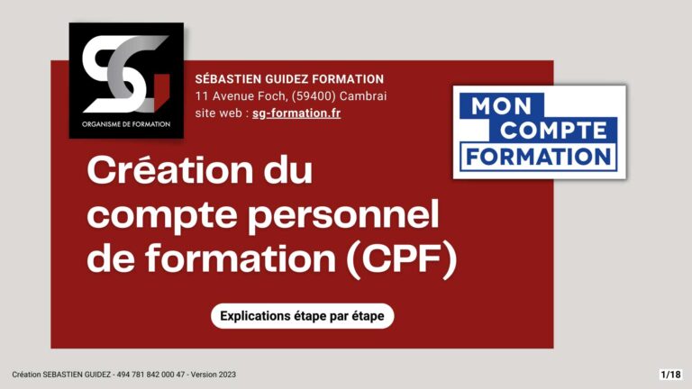 Guide de crÃ©ation du Compte Personnel de Formation (CPF)