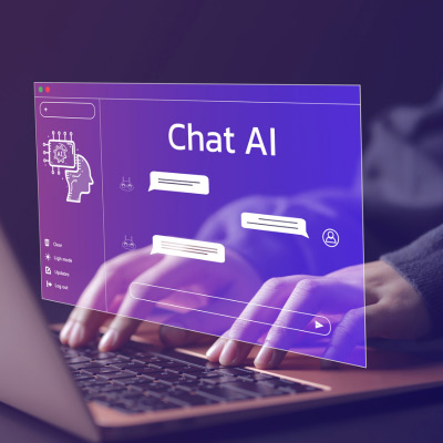 Utilisateur interagissant avec une interface de Chat AI sur son ordinateur, illustrant l'apprentissage de l'intelligence artificielle